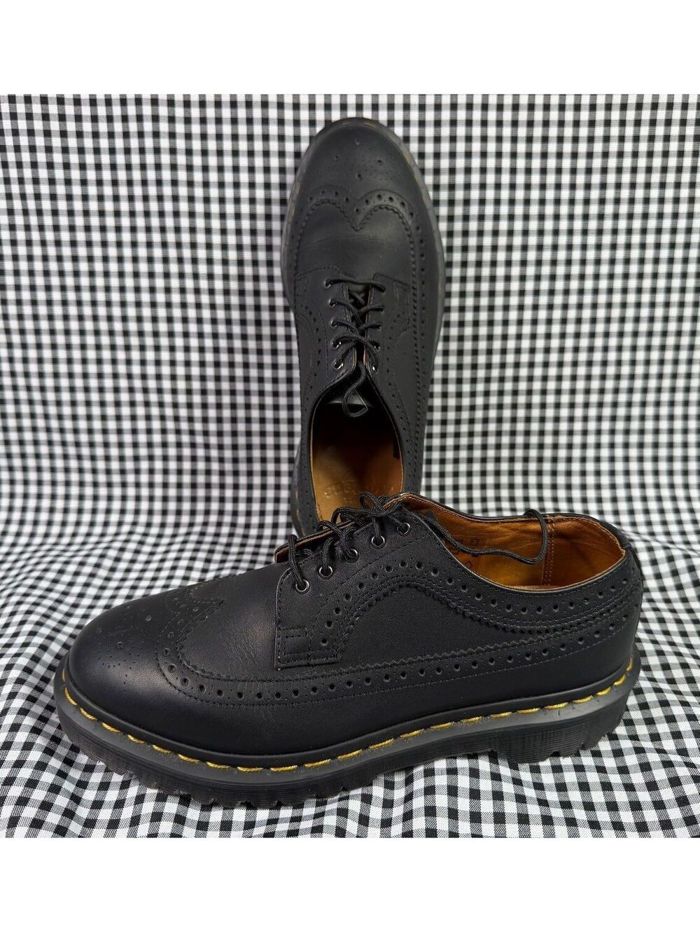 Dr Martens 3989 Brogue Shoes Womens 8 Black Leather Wingtip Oxford Docs Punk
